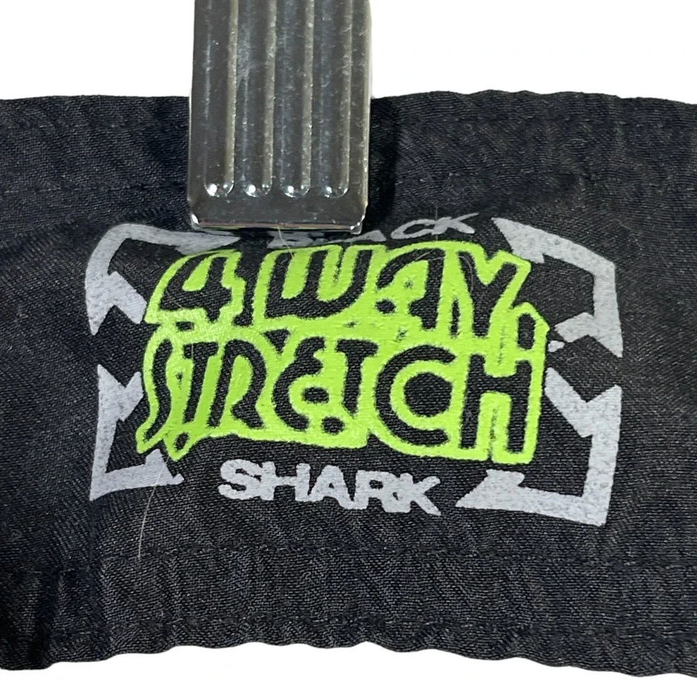 Maui and Sons Board Shorts Mens 38‎ Black Shark Striped 4 Way Stretch Surf Beach